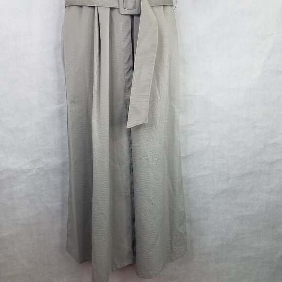 ALFANI Maxi Dress Women's 12 Gray Faux Leather Short Sleeve Belted Button Up NWT - Picture 5 of 16